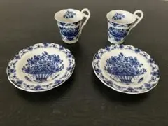青い花柄 カップ・ソーサーセット