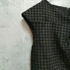 美品　即決価格千鳥格子　デニオ　セレモニー　ノースリーブ　ロングワンピース