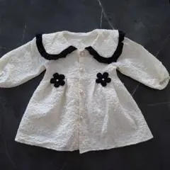 ステートメントカラーアップリケワッフルワンピース