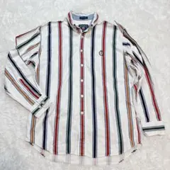 初期タグ 80s チャップスラルフローレン ストライプ シャツ ロゴ刺繡 長袖