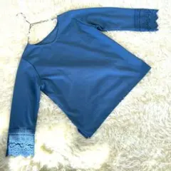 良品【LEPSIM】ダークブルー 五分袖 Tシャツ 傷あり　Мサイズ