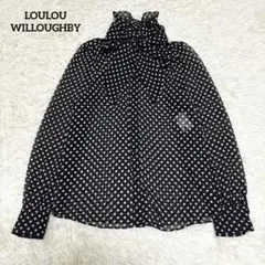 LOULOU WILLOUGHBY デシンドットフリルボウタイブラウス　ブラックのサムネイル