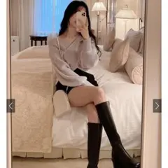 し*読様 GRL 春 秋 カシュクール ニットトップス クロス Vネック アイボ