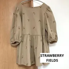 【ストロベリーフィールズ】刺繍ペプラムブラウス　ベージュ　Mサイズ