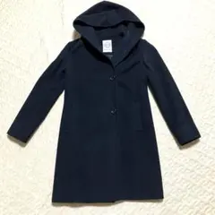 ソ*ダ様 ミッシェルクラン フード付き ウールコート ブラック サイズ38 美品