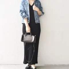 美品 SHIPS シップス リブニットワンピース ロング マキシ丈 黒　ブラック