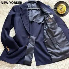 高品質　ニューヨーカー　紺ブレ　金ロゴボタン　テーラード ジャケット ネイビー