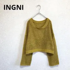 INGNI イング 透かし編みメッシュニット ショート丈 イエロー M