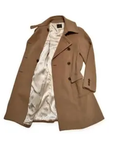 C482★ドゥーズィエムクラス カシミヤ混ウール コート ダブルブレストS黄土色