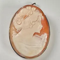 【イタリア製】ヴィンテージ シェルカメオ ブローチ ペンダントトップ 800銀