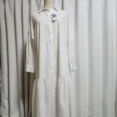 ★新品未使用★【GU 】UV カット ギャザー切り替えシャツワンピース L