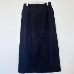 ロングスカート 【LL】黒 センタープレス 秋冬 デート お出かけ 縦長効果