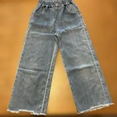 ライトブルー ワイドパンツ ゴムウエスト