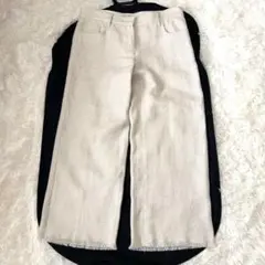 美品✨️S Max Mara リネン混ワイドクロップドパンツ 42 フリンジ裾のサムネイル