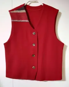 着物生地 ハンドメイド リメイク ベスト 赤 上品 伸縮性