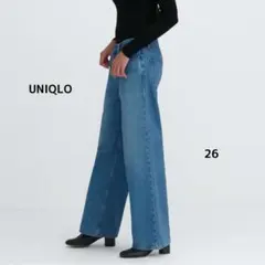 UNIQLO/ユニクロ【バギージーンズ 26 ブルー】ワイド デニム パンツ