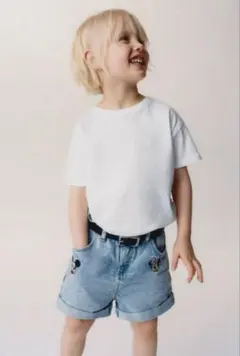 ザラ ベビー ディズニー ミッキー ミニー 刺繍 デニム ショートパンツ