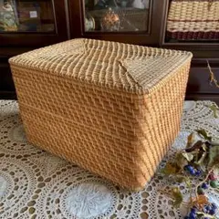 無印良品 重なるラタン 長方形 蓋付き かご バスケット インテリア 収納