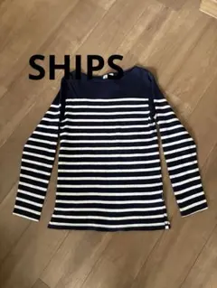 【Ships】Mサイズ相当 ボーダー 長袖 ロンT Tシャツ 紺白 マリン