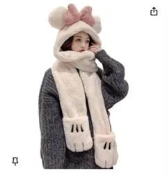 ⚠️非公式⚠️ ミニーちゃん マフラーファンキャップ ディズニーランド•シー