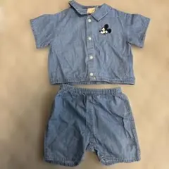 petit main ミッキー半袖とショートパンツ 男の子セットアップ