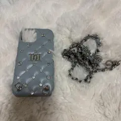 ダーリッチ キルティングビジューiPhone14ケース サックス