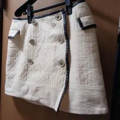アイボリー ダブルボタン ミニスカート