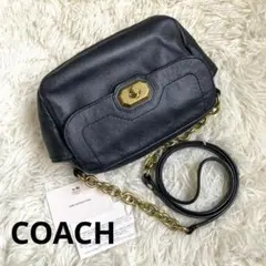 COACH コーチ キャシディ ターンロック チェーン ショルダー レザー 黒