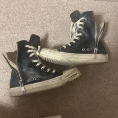 RickOWENS DRKSHDW デニムコーティングハイカットスニーカー