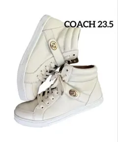 COACH ホワイトレザー ハイカットスニーカー23.5