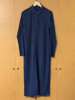 ネイビー ロングシャツワンピース 長袖