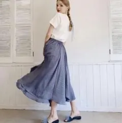 エピヌ スカート　satin dot volume skirt ice blueのサムネイル