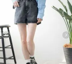 WEGO ダークグレー ハイウエスト デニムショートパンツ