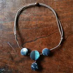 襤褸 古布 藍染 絣 刺し子 アンティーク ネックレス チョーカー ハンドメイド