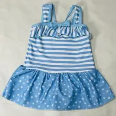 ボーダー 花柄 フリル ワンピース 水着 100cm