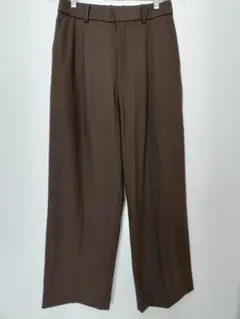 【新品】ユニクロ タックワイドパンツ ダークブラウン L