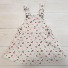 シェリール　ジャンスカ　コーデュロイ　花柄　ホワイト　100