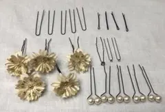 髪飾り ヘアアクセサリー ヘッドドレス パール フラワー ヘアピン コームUピン