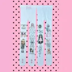 ストッキング キャラクター プリント 原宿系 タイツ 白 　サブカル　ゴシックのサムネイル