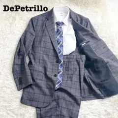 De Petrillo 段返り3B スーツ グレー チェックイタリア　 高級