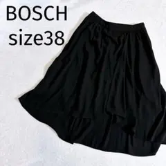 ボッシュ◆ BOSCH フレアスカート アシンメトリー 無地 黒 38 Mのサムネイル