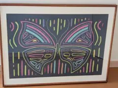 【額装品】中南米 パナマ民芸品 モラ刺繍 蝶 バタフライ アートパネル 木製額 額装品】中南米 パナマ民芸品 モラ刺繍 蝶 バタフライ アートパネル