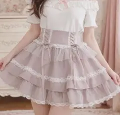 No Genki ゴシックピンストライプフレアスカート ピンク　L