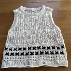 ZARA アイボリー ニットベスト