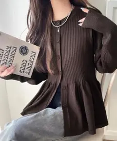 classical elf リブフリルペプラムカーデトップスCE1360006