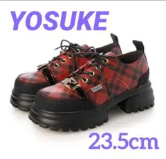 YOSUKE 厚底チャンキーヒール チェック柄