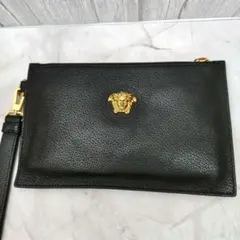 本物保証VERSACE ロゴ 付スマホショルダーバッグ 財布カード小銭入れ 