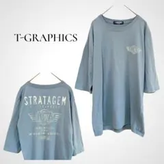 T-GRAPHICS メンズ バックプリント グラフィックTシャツ XL 水色