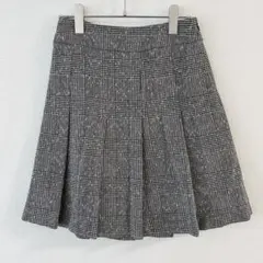 リアルリッシュ チェック柄 大人可愛い ウール混 日本製 プリーツスカート S