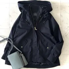 美品//グリーンレーベルリラクシング　撥水 ビッグ モッズコート　ネイビー　38